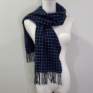Enzo Mantovani Cashmere Check Scarf | Blue & Black Plaid | Unisex Luxury Wrap